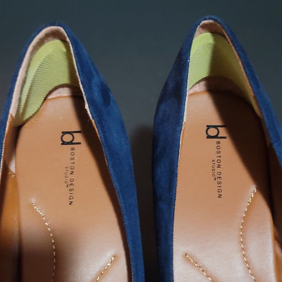 Boston Design Studio Faux Suede Pumps Women 9.5 Midnight Blue Career Heels - Picture 7 of 8